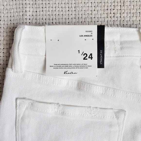 KanCan High Rise Slim Straight Fit Denim Jeans Stretch Distressed White 1/24 NEW - Picture 7 of 13